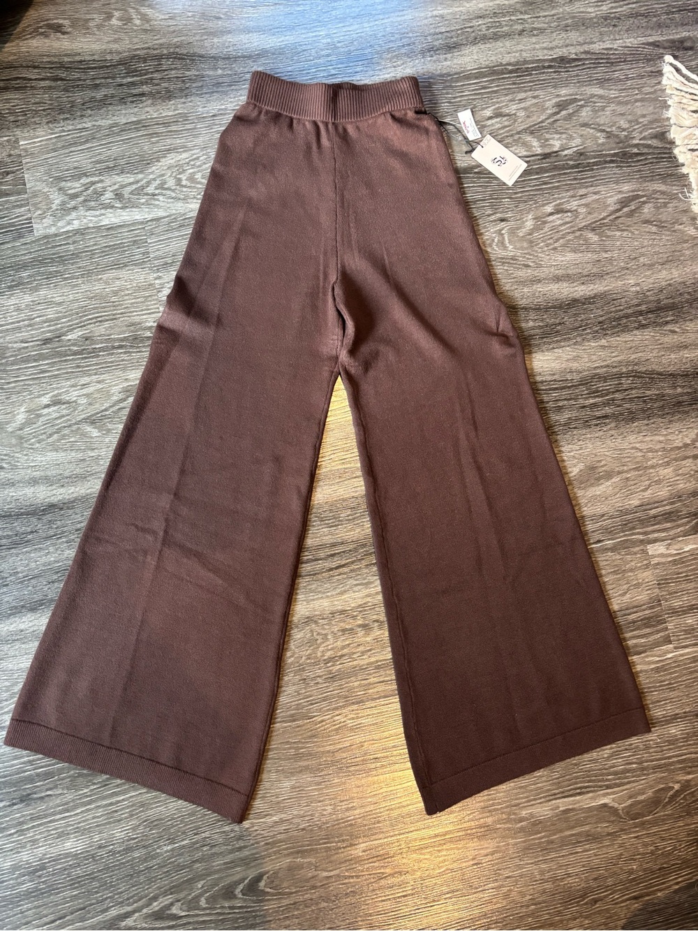 Sincerely Jules Wide-Leg Knit Pants in Brown